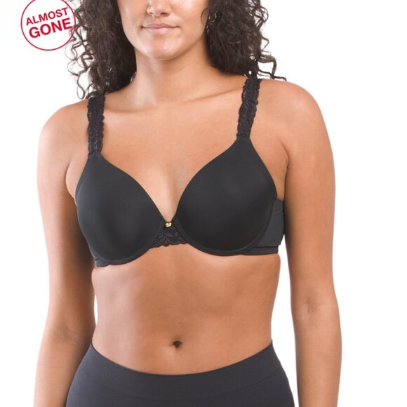 NATORI Black Body Doubles Lace Trim Full Figure Contour Bra
